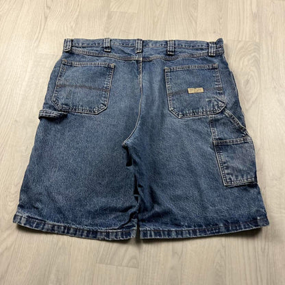 VINTAGE 00s WRANGLER BAGGY LOOSE CARPENTER JORTS BLUE