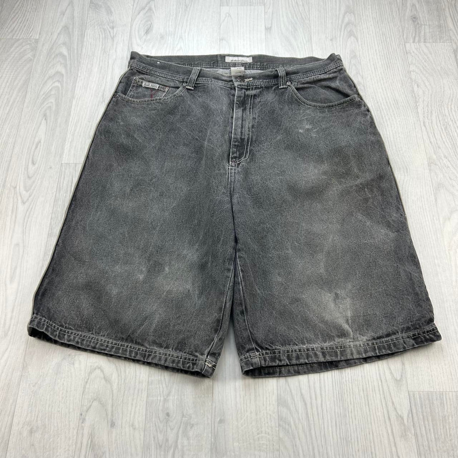 VINTAGE Y2K BLUE RIDGE BAGGY EMBROIDERED JORTS FADED BLACK