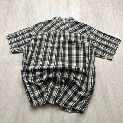 VINTAGE Y2K COLUMBIA CHECKERED SHORT SLEEVE BUTTON UP SHIRT BLACK