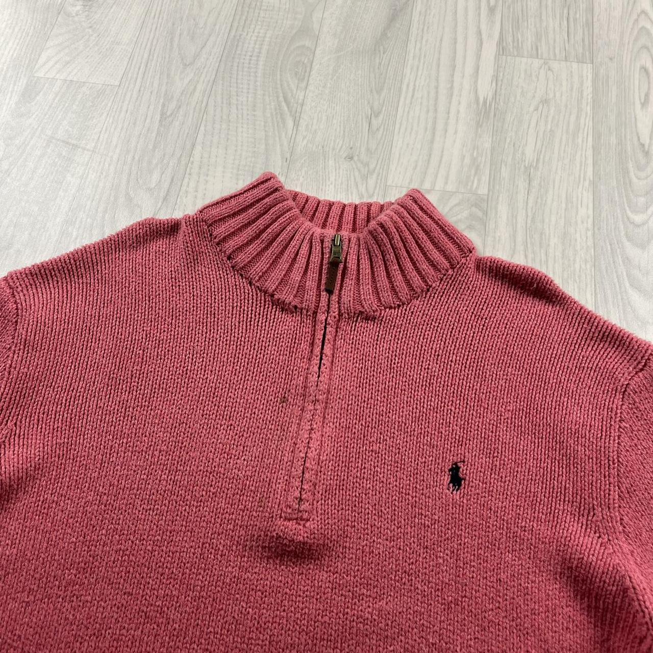 VINTAGE Y2K POLO RALPH LAUREN CHUNKY QUARTER ZIP KNITTED JUMPER PINK