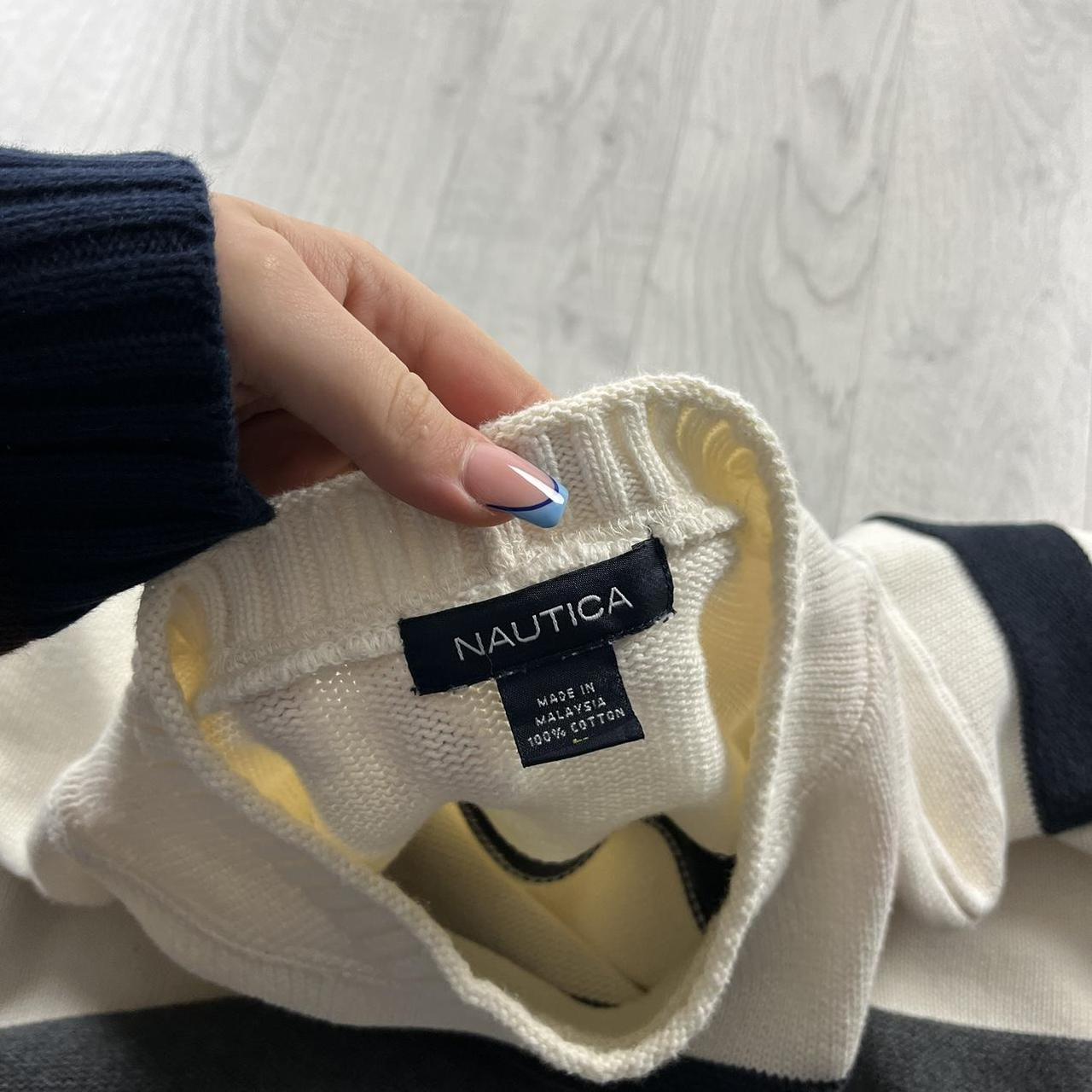 VINTAGE Y2K NAUTICA CHUNKY STRIPED KNITTED JUMPER CREAM