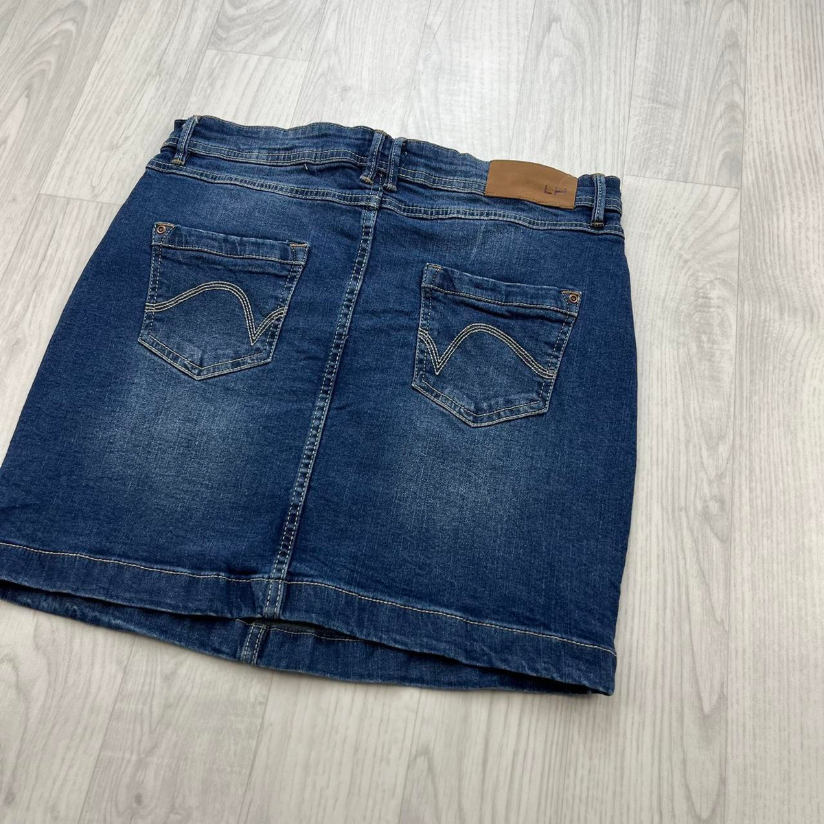 VINTAGE Y2K DENIM MINI EMBROIDERED SKIRT BLUE