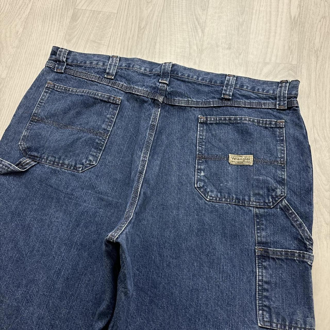 VINTAGE 00s WRANGLER BAGGY LOOSE CARPENTER JORTS BLUE