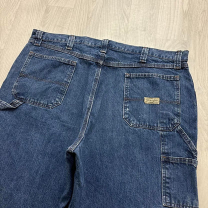 VINTAGE 00s WRANGLER BAGGY LOOSE CARPENTER JORTS BLUE