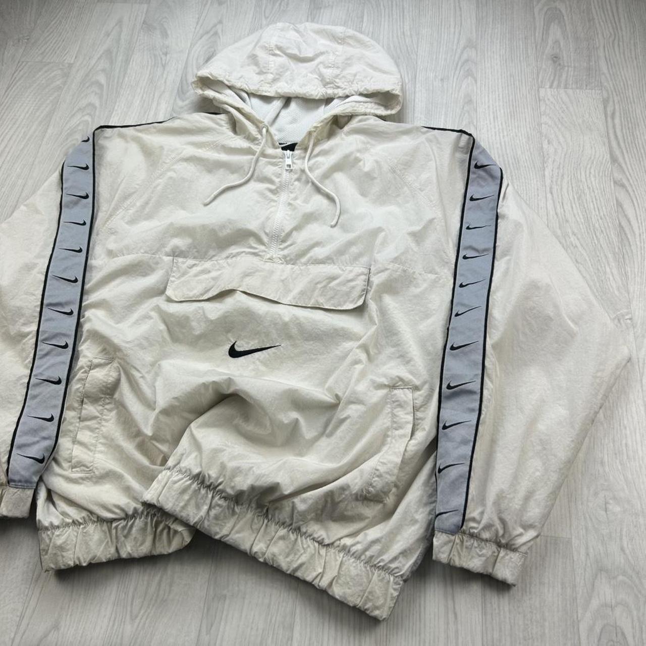VINTAGE Y2K NIKE SWOOSH QUARTER ZIP WINDBREAKER JACKET WHITE