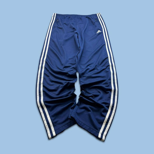 VINTAGE 90s ADIDAS BAGGY POPPER TRACKSUIT BOTTOMS NAVY