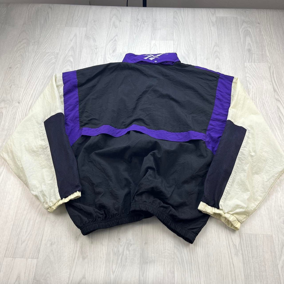 VINTAGE 90s REEBOK WINDBREAKER TRACK JACKET BLACK