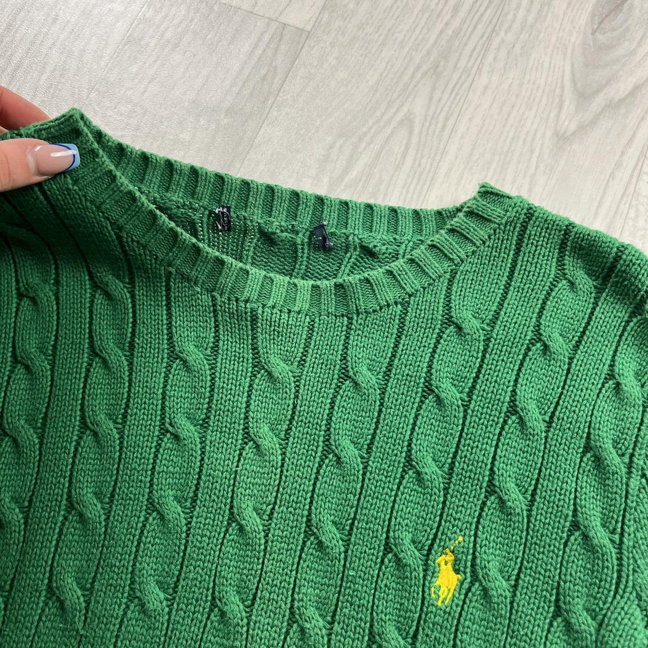 VINTAGE Y2K POLO RALPH LAUREN CABLE CHUNKY KNITTED JUMPER GREEN