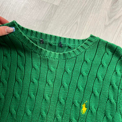 VINTAGE Y2K POLO RALPH LAUREN CABLE CHUNKY KNITTED JUMPER GREEN