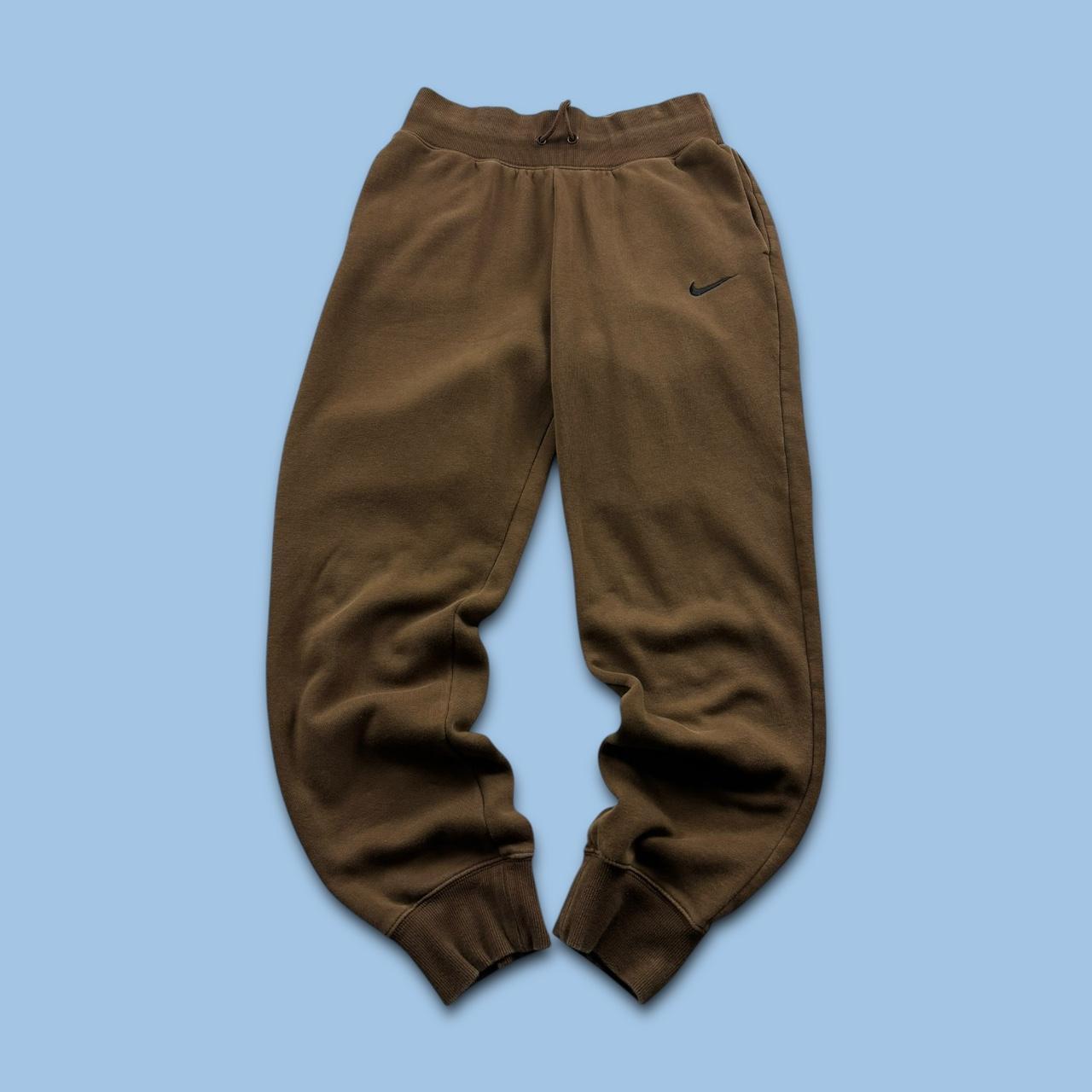NIKE CUFFED COTTON SWEATPANTS BROWN