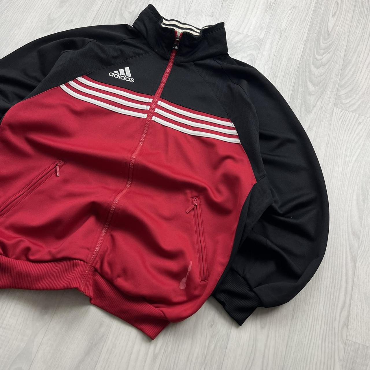 VINTAGE 90s ADIDAS BOXY TRACKSUIT JACKET RED / BLACK