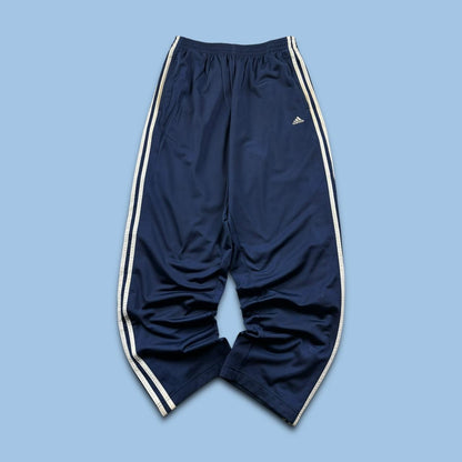 VINTAGE Y2K ADIDAS POPPER BAGGY TRACKSUIT BOTTOMS NAVY