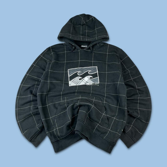 VINTAGE Y2K BILLABONG CHECKERED GRAPHIC HOODIE BLACK