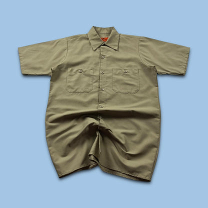 VINTAGE Y2K UTILITY SHORT SLEEVE SHIRT KHAKI
