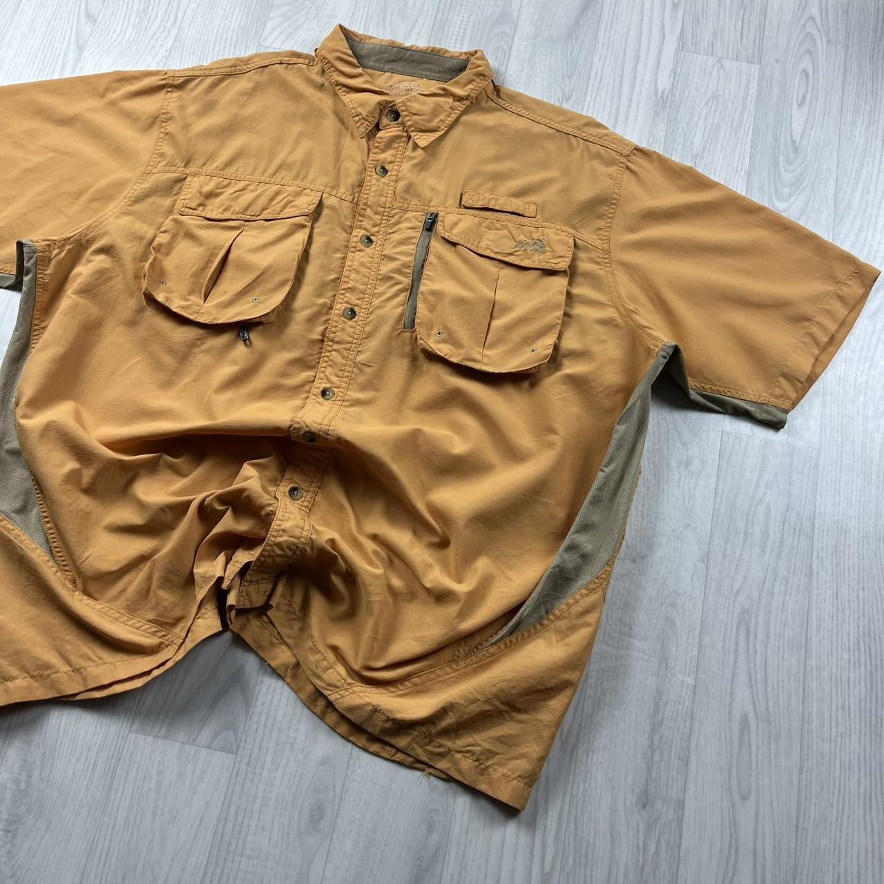 VINTAGE Y2K UTILITY CARGO SHORT SLEEVE SHIRT ORANGE TAN