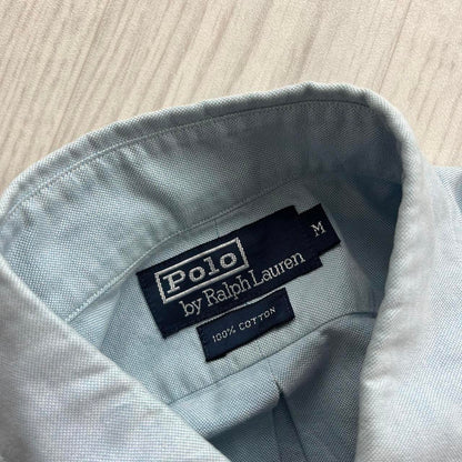 VINTAGE Y2K POLO RALPH LAUREN SHORT SLEEVE BUTTON UP SHIRT LIGHT BLUE