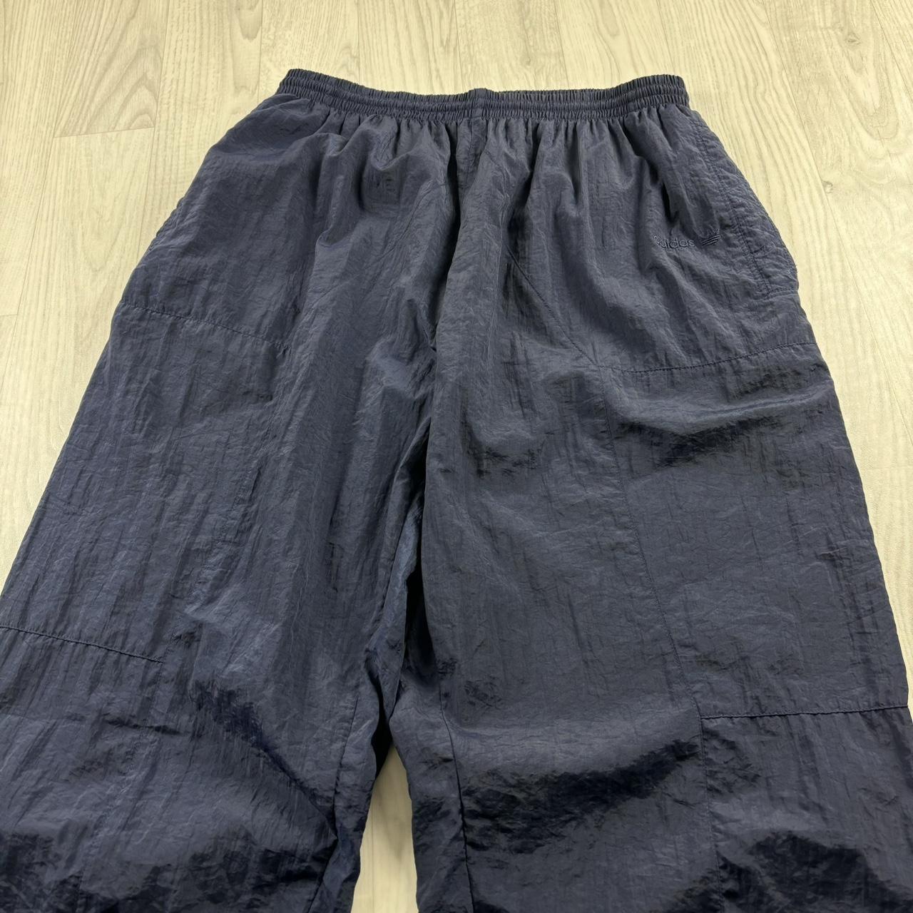 VINTAGE 90s ADIDAS BAGGY SHELL TRACKSUIT BOTTOMS NAVY