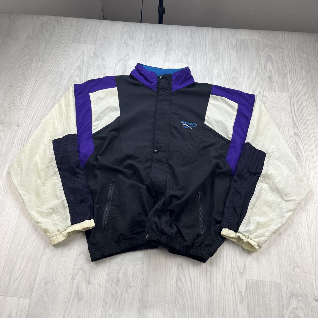 VINTAGE 90s REEBOK WINDBREAKER TRACK JACKET BLACK