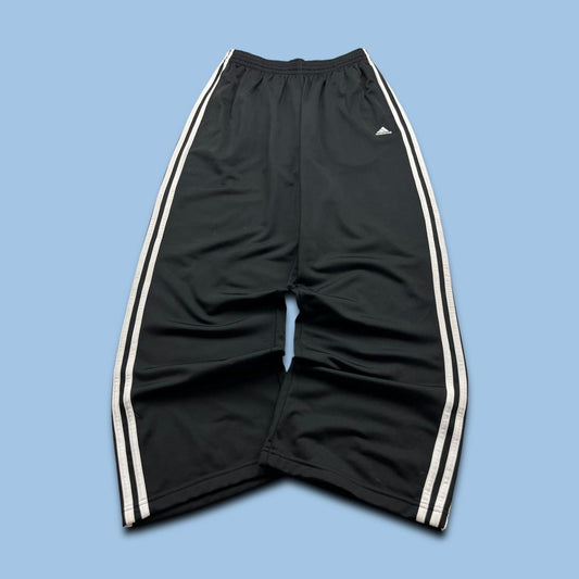 VINTAGE Y2K ADIDAS SIDE STRIPE BAGGY TRACKSUIT BOTTOMS BLACK WHITE (L)