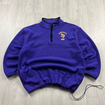 VINTAGE Y2K NFL MINNESOTA QUARTER ZIP FLEECE SWEATSHIRT PURPLE