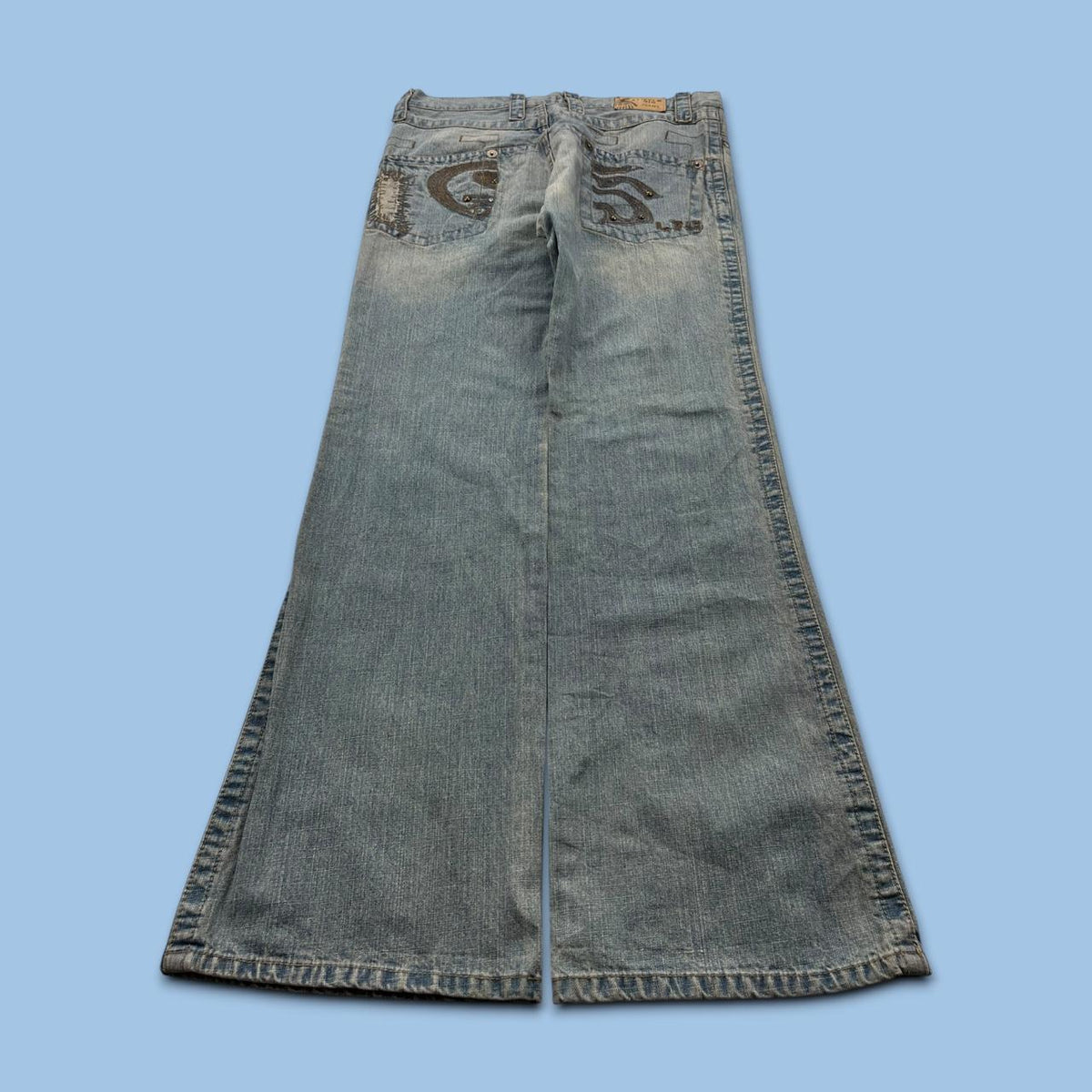 VINTAGE Y2K LITTLE BIG BOOTCUT EMBROIDERED JEANS BLUE
