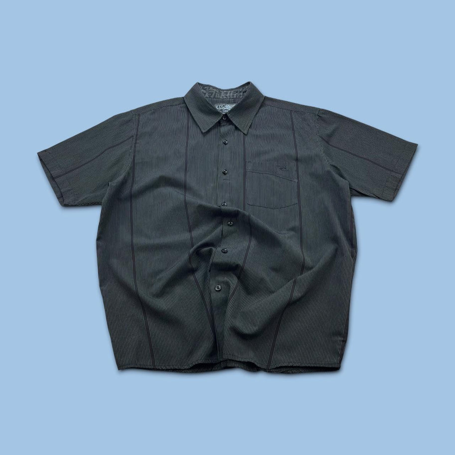VINTAGE 00s RIP CURL STRIPED SHORT SLEEVE BUTTON UP SHIRT BLACK