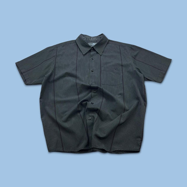 VINTAGE 00s RIP CURL STRIPED SHORT SLEEVE BUTTON UP SHIRT BLACK