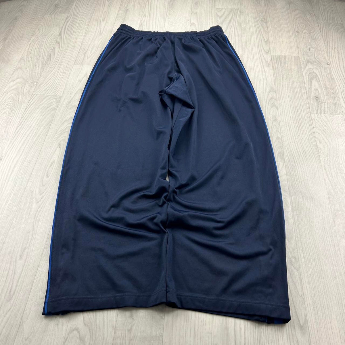 VINTAGE Y2K NIKE WIDE LEG SIDE STRIPE TRACKSUIT BOTTOMS NAVY / BLUE
