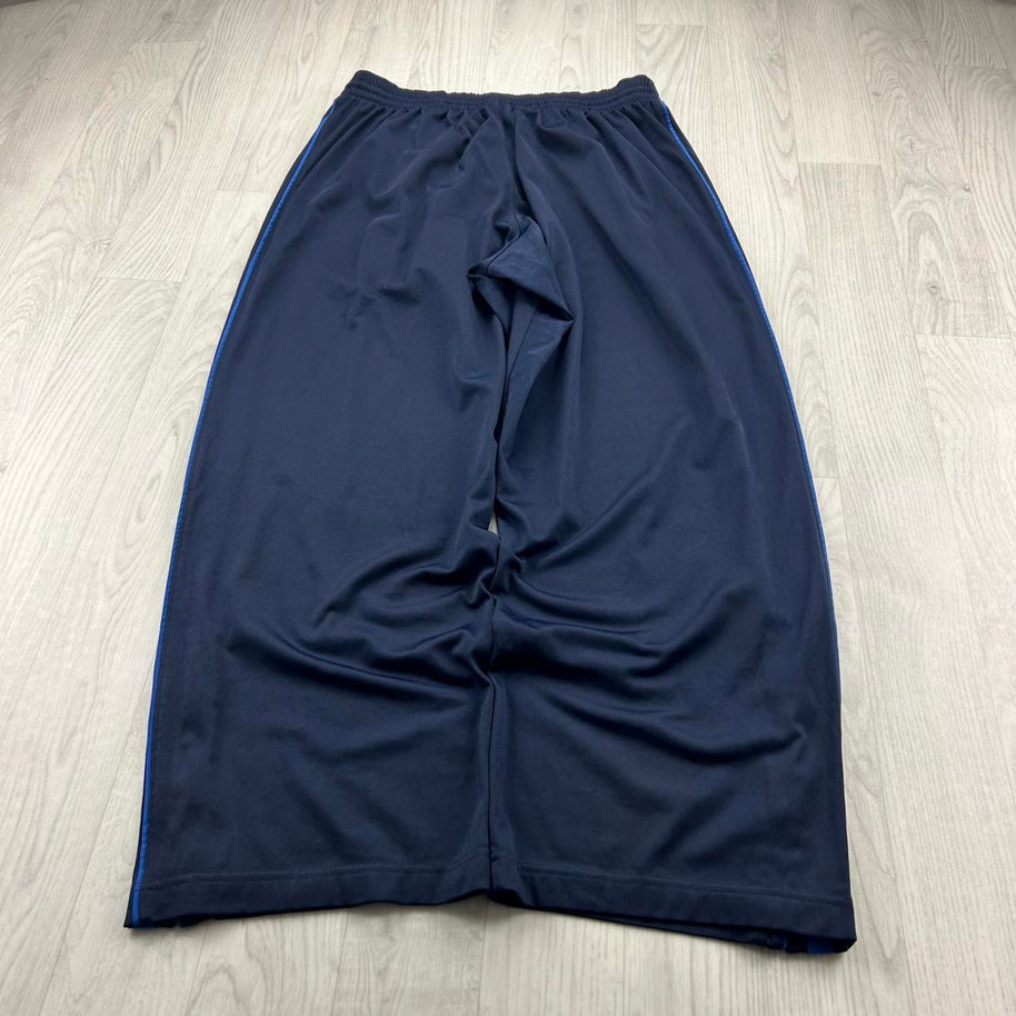 VINTAGE Y2K NIKE WIDE LEG SIDE STRIPE TRACKSUIT BOTTOMS NAVY / BLUE
