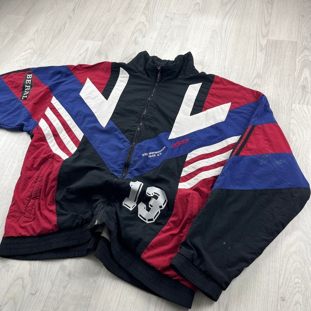 VINTAGE 90s ADIDAS PANELLED WINDBREAKER JACKET BLACK