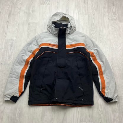 VINTAGE 00s COLUMBIA UTILITY PADDED SKI JACKET BLACK ORANGE