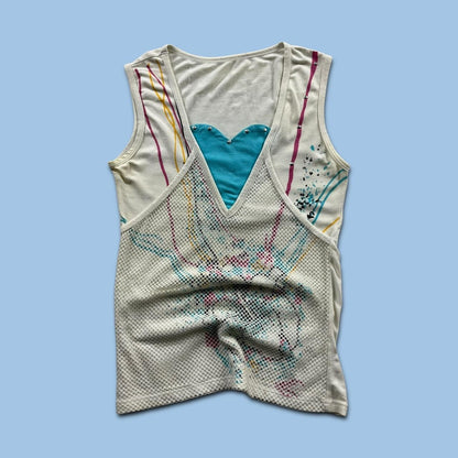 VINTAGE Y2K GRAPHIC VEST TOP WHITE