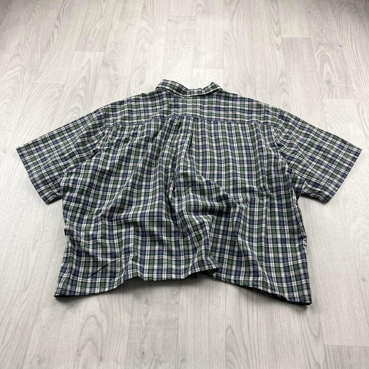 VINTAGE 00s RALPH LAUREN CHECKERED CROPPED SHORT SLEEVE BUTTON UP SHIRT GREEN