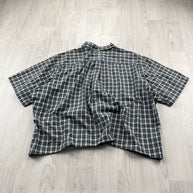 VINTAGE 00s RALPH LAUREN CHECKERED CROPPED SHORT SLEEVE BUTTON UP SHIRT GREEN