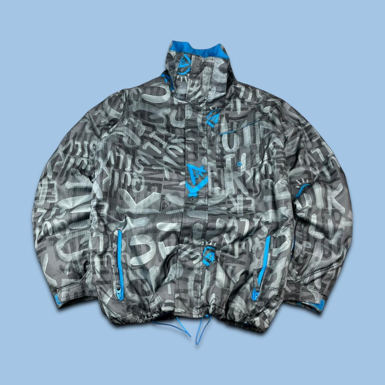 VINTAGE Y2K QUIKSILVER GRAPHIC SKI JACKET GREY