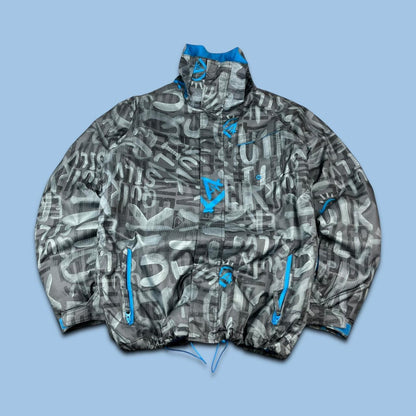 VINTAGE Y2K QUIKSILVER GRAPHIC SKI JACKET GREY