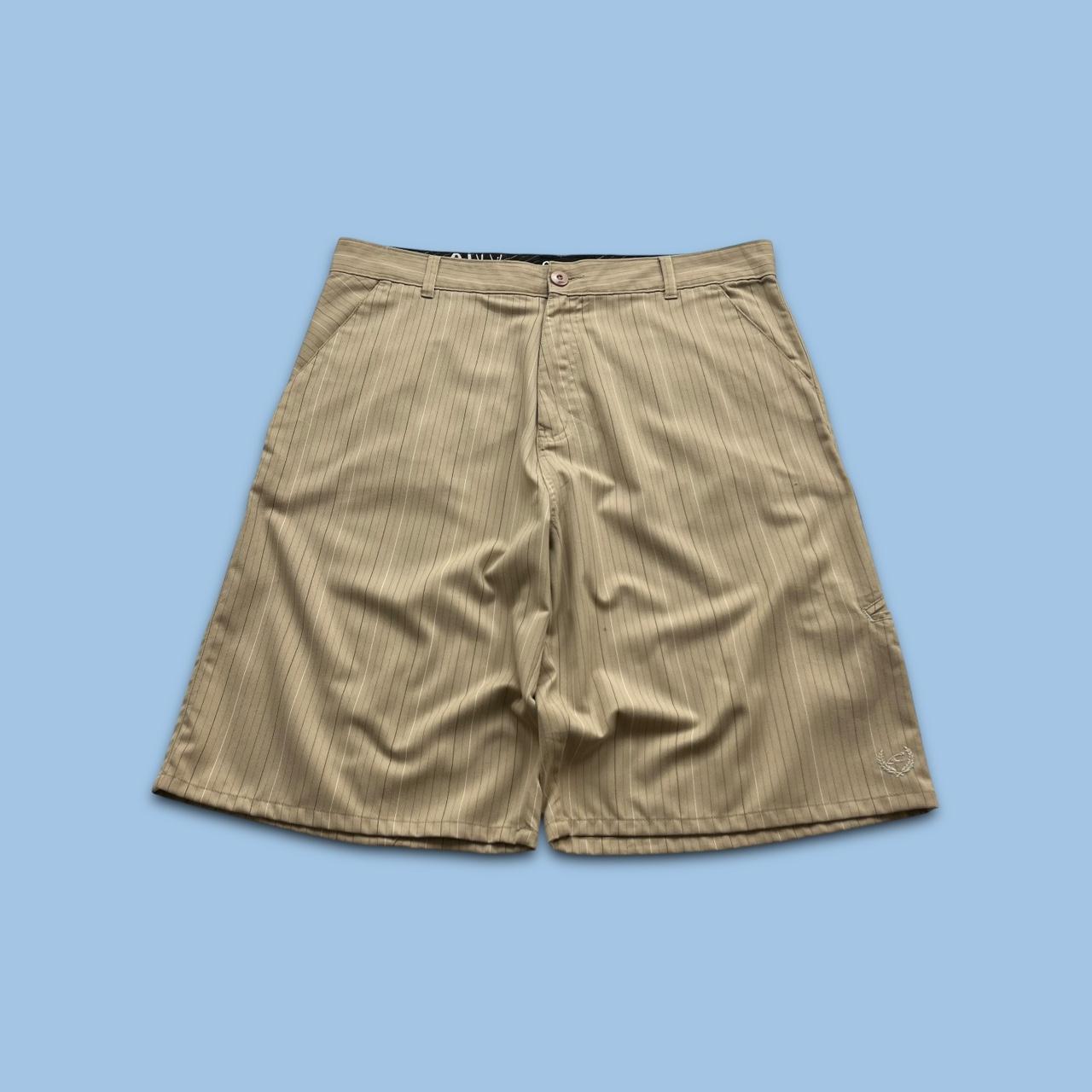 VINTAGE Y2K ONEILL BAGGY PINSTRIPE SHORTS BEIGE
