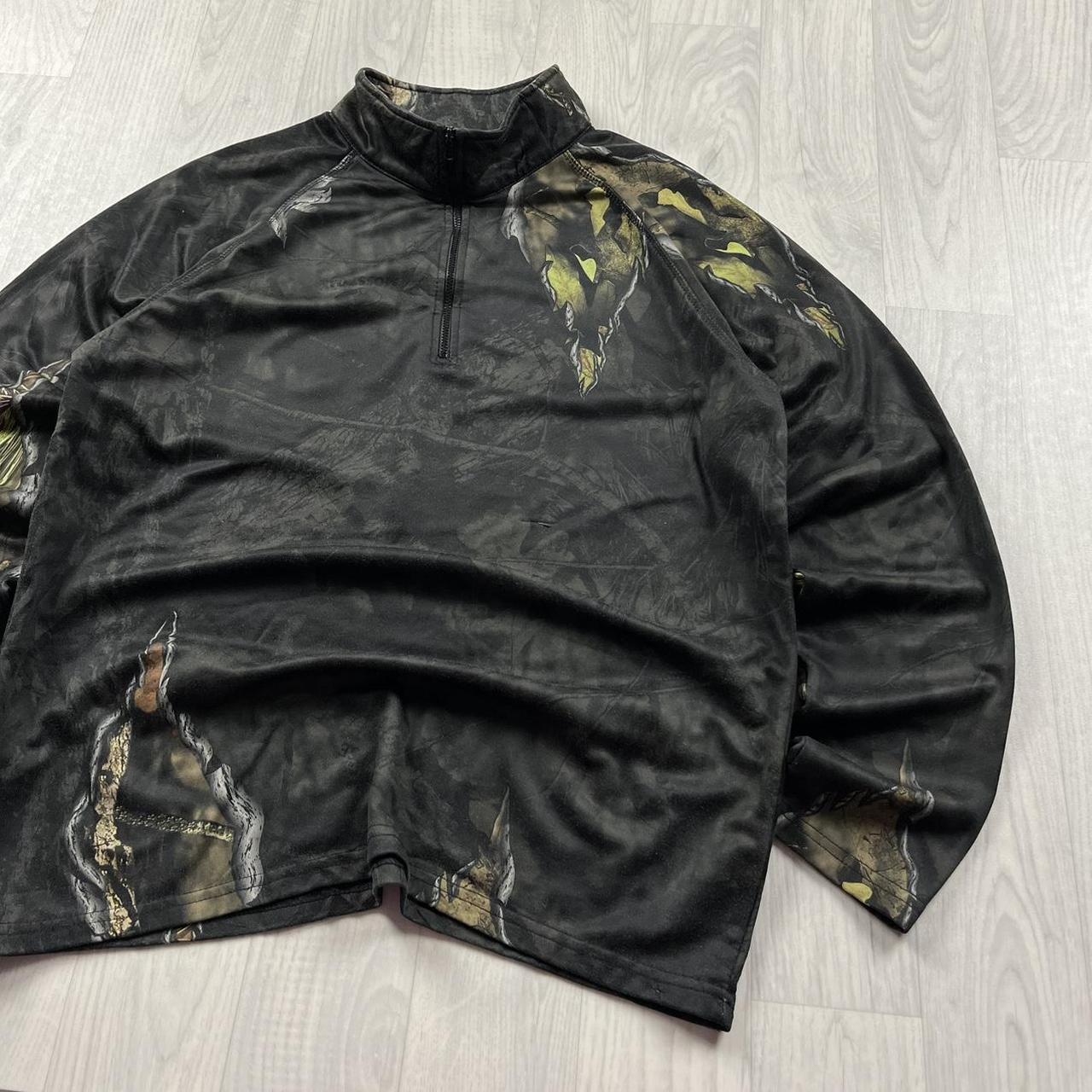 VINTAGE REALTREE LIGHTWEIGHT QUARTER ZIP UP FLEECE CAMO BLACK
