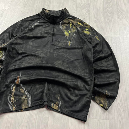 VINTAGE REALTREE LIGHTWEIGHT QUARTER ZIP UP FLEECE CAMO BLACK
