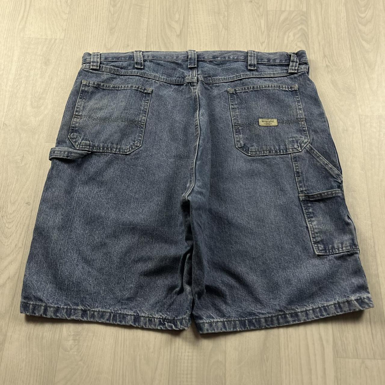 VINTAGE 00s WRANGLER BAGGY LOOSE CARPENTER JORTS BLUE