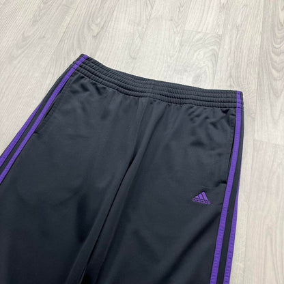 VINTAGE Y2K ADIDAS SIDE STRIPE BAGGY TRACKSUIT BOTTOMS GREY PURPLE (L)
