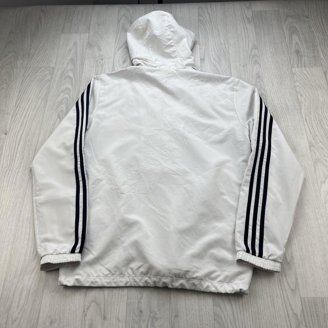 VINTAGE Y2K ADIDAS REAL MADRID HOODED WINDBREAKER JACKET WHITE