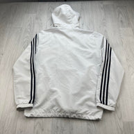 VINTAGE Y2K ADIDAS REAL MADRID HOODED WINDBREAKER JACKET WHITE