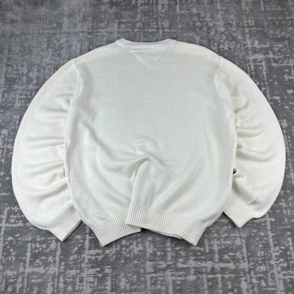VINTAGE Y2K TOMMY HILFIGER CHUNKY ESSENTIAL KNITTED JUMPER WHITE