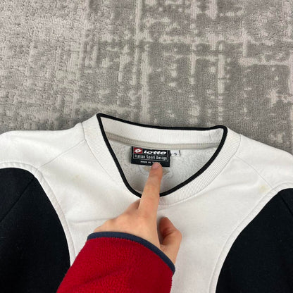 VINTAGE Y2K LOTTO PANELLED BOXY SWEATSHIRT WHITE BLACK