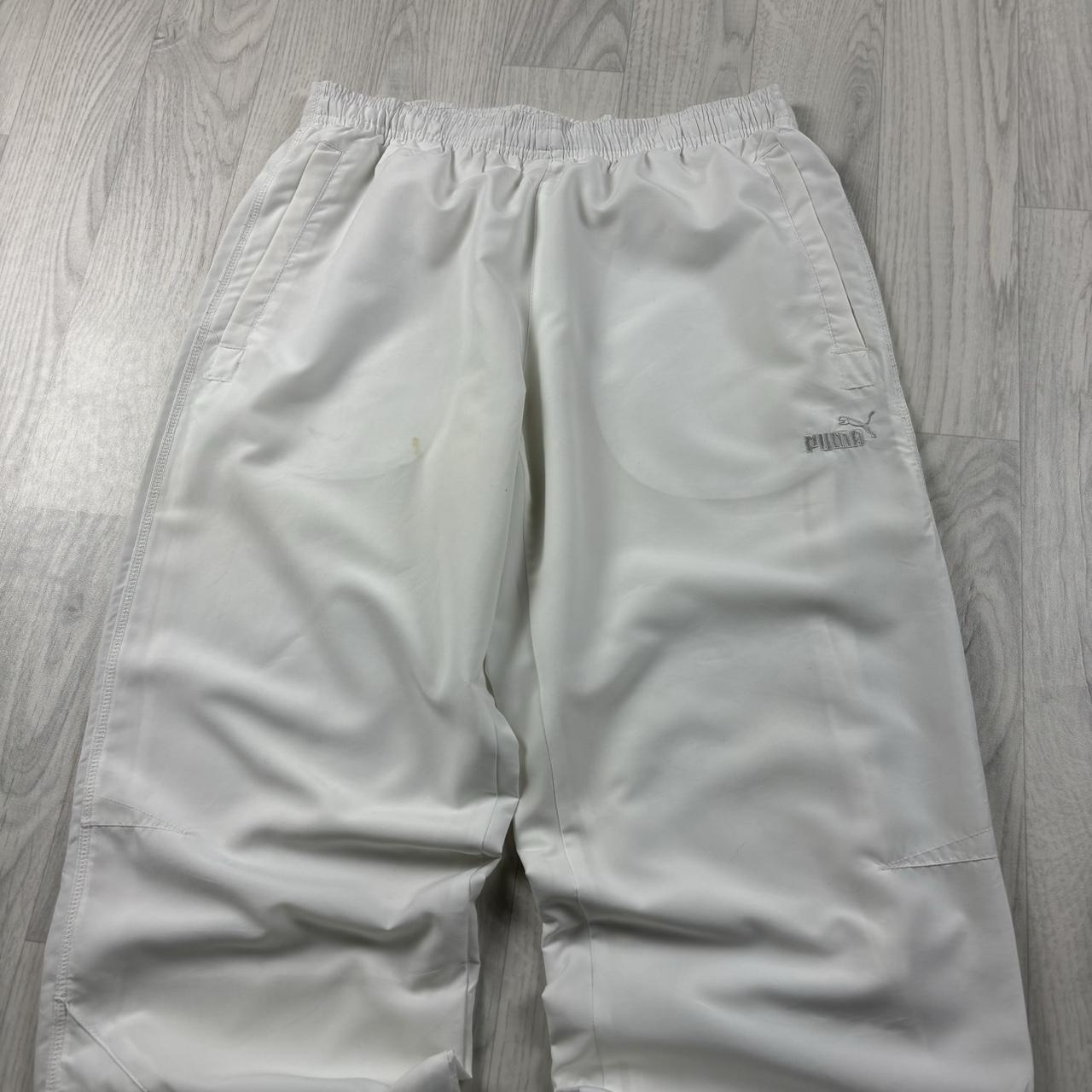 VINTAGE Y2K PUMA TECHNICAL BAGGY TRACKSUIT BOTTOMS WHITE
