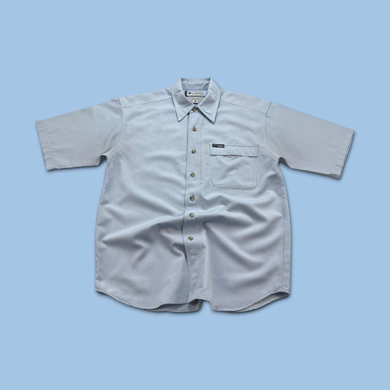 VINTAGE 00s MAMMUT GINGHAM SHORT SLEEVE BUTTON UP SHIRT LIGHT BLUE