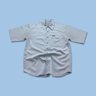 VINTAGE 00s MAMMUT GINGHAM SHORT SLEEVE BUTTON UP SHIRT LIGHT BLUE