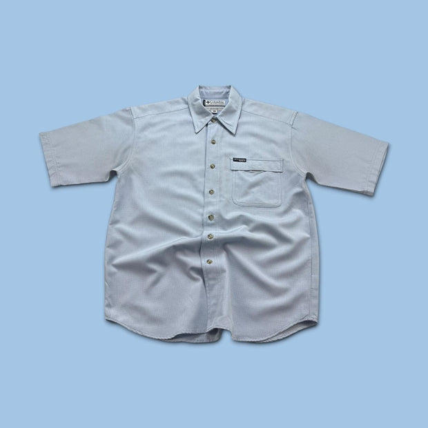 VINTAGE 00s MAMMUT GINGHAM SHORT SLEEVE BUTTON UP SHIRT LIGHT BLUE