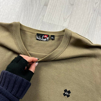 VINTAGE Y2K QUIKSILVER KNITTED JUMPER BEIGE